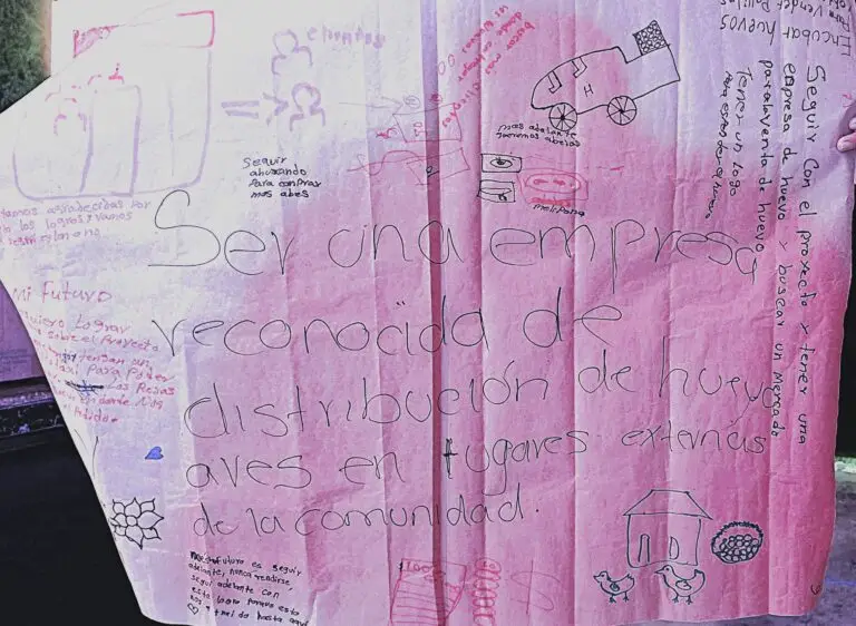 Propósitos sobre el proyecto de emprendimiento y producción de huevo escritos sobre una hoja de papel